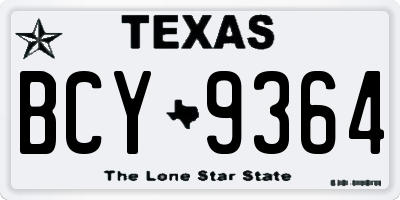TX license plate BCY9364