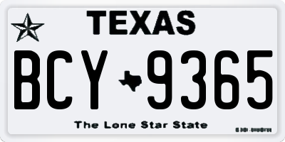 TX license plate BCY9365