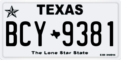 TX license plate BCY9381