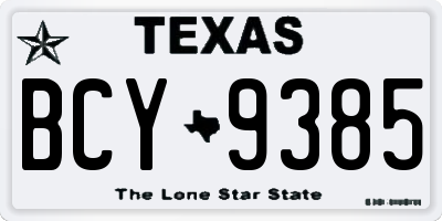 TX license plate BCY9385