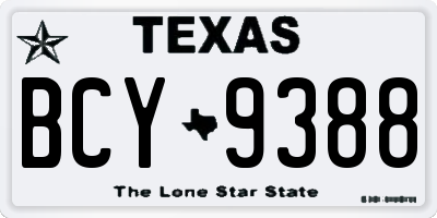 TX license plate BCY9388