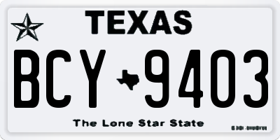 TX license plate BCY9403