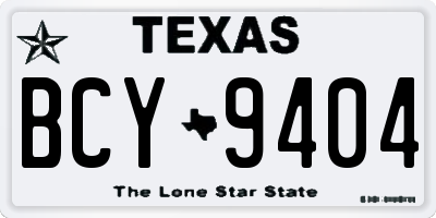 TX license plate BCY9404