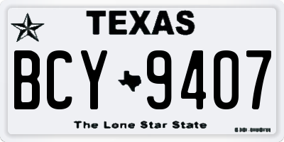 TX license plate BCY9407