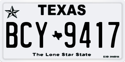 TX license plate BCY9417
