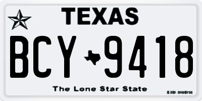 TX license plate BCY9418