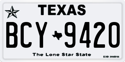 TX license plate BCY9420