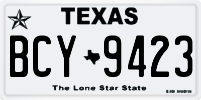 TX license plate BCY9423