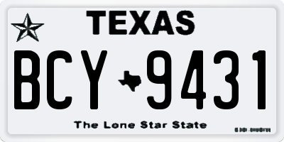 TX license plate BCY9431