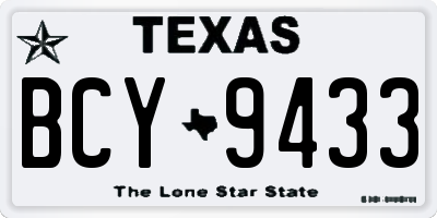 TX license plate BCY9433