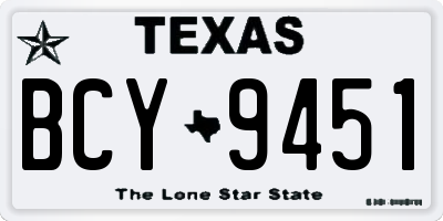 TX license plate BCY9451
