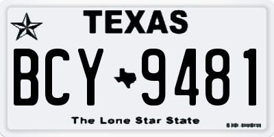 TX license plate BCY9481