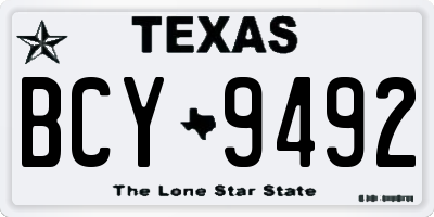 TX license plate BCY9492