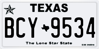 TX license plate BCY9534