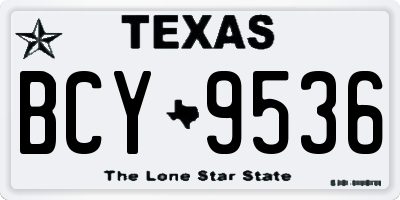 TX license plate BCY9536