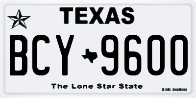 TX license plate BCY9600