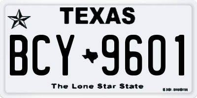 TX license plate BCY9601