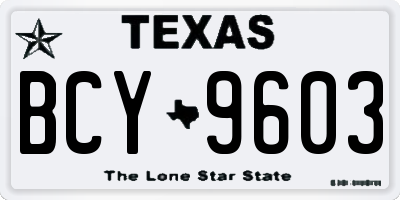 TX license plate BCY9603