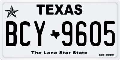 TX license plate BCY9605