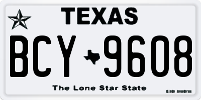 TX license plate BCY9608