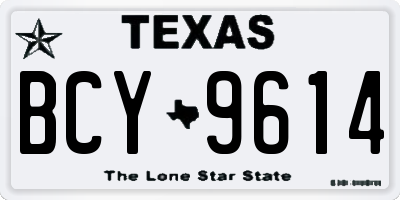 TX license plate BCY9614