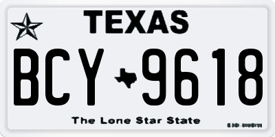 TX license plate BCY9618