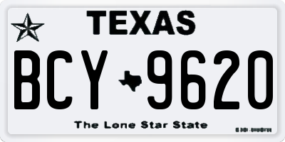TX license plate BCY9620