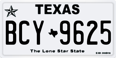 TX license plate BCY9625