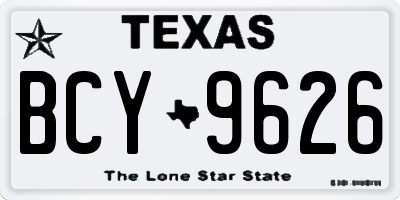 TX license plate BCY9626
