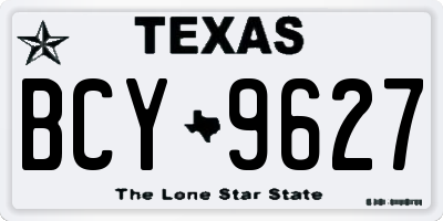TX license plate BCY9627