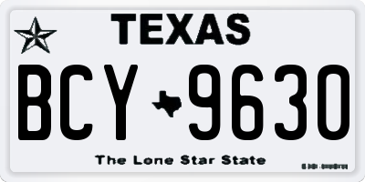 TX license plate BCY9630