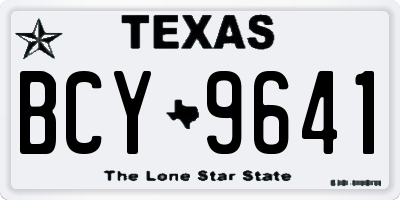 TX license plate BCY9641