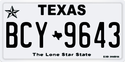 TX license plate BCY9643