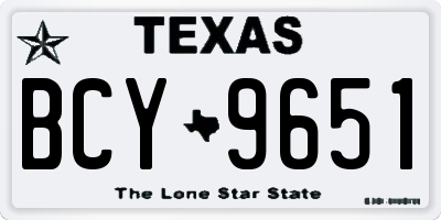 TX license plate BCY9651