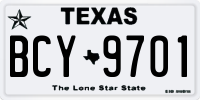 TX license plate BCY9701