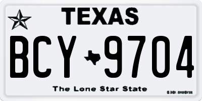 TX license plate BCY9704