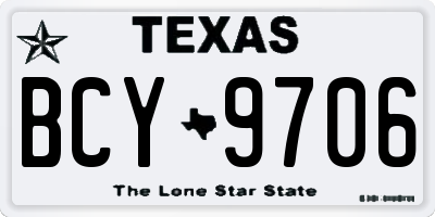 TX license plate BCY9706
