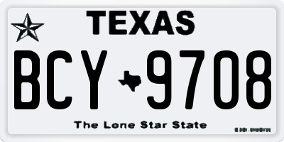 TX license plate BCY9708