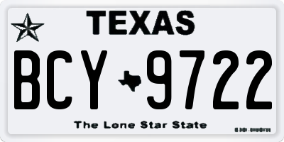TX license plate BCY9722