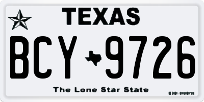 TX license plate BCY9726