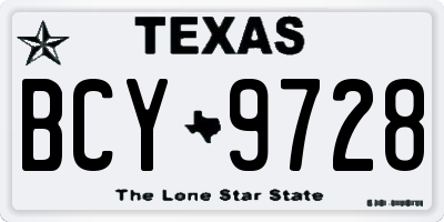 TX license plate BCY9728
