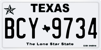 TX license plate BCY9734