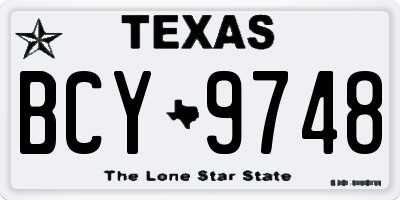 TX license plate BCY9748