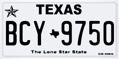 TX license plate BCY9750
