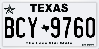 TX license plate BCY9760