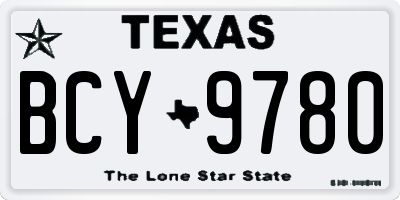 TX license plate BCY9780