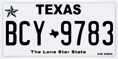 TX license plate BCY9783