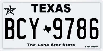TX license plate BCY9786