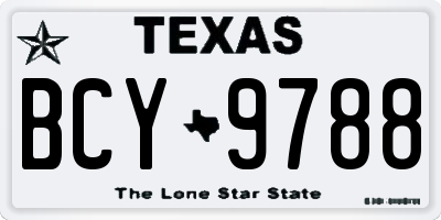 TX license plate BCY9788