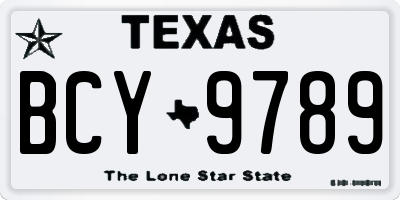 TX license plate BCY9789